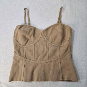 LOVE TREE Sz L Tan Corset Sweater Cami Tank Crop Adjustable Straps